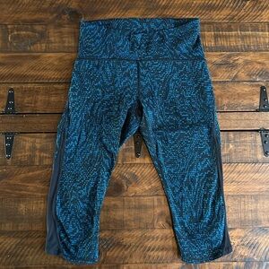 Lululemon Blue Black Mesh 17” Leggings | Size 8